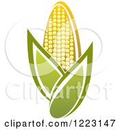 Clipart Of A Golden Ear Of Corn And Leaves 3 Royalty Free Vector Illustration