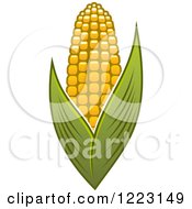 Poster, Art Print Of Golden Ear Of Corn And Leaves 2