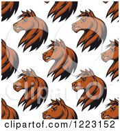 Clipart Of A Seamless Background Pattern Of Tough Brown Horse Heads Royalty Free Vector Illustration