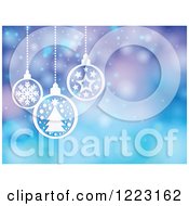 Poster, Art Print Of Purple And Blue Flare Background With Suspended White Christmas Baubles