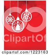 Poster, Art Print Of Red Flare Background With Suspended White Christmas Baubles