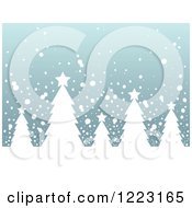 Clipart Of A Background Of Evergreen Christmas Trees In The Snow Royalty Free Vector Illustration