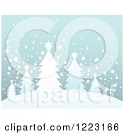 Poster, Art Print Of Background Of Evergreen Christmas Trees On A Hill In The Snow