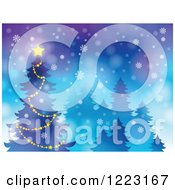 Poster, Art Print Of Star Glowing On Top Of A Christmas Tree In The Snow