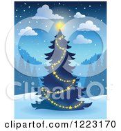 Poster, Art Print Of Glowing Star On An Outdoor Christmas Tree At Night