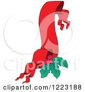 Clipart Of A Red Christmas Ribbon Banner With Holly 2 Royalty Free Vector Illustration