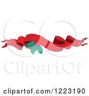 Clipart Of A Red Christmas Ribbon Banner With Holly 4 Royalty Free Vector Illustration