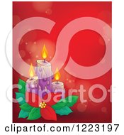 Christmas Candles With Poinsettia Over Red With Flares