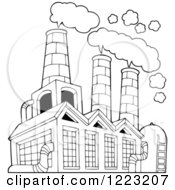 Poster, Art Print Of Outlined Factory Building Polluting The Air