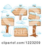 Poster, Art Print Of Wooden Winter Signs With Snow