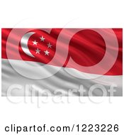 Poster, Art Print Of 3d Waving Flag Of Singapore With Rippled Fabric
