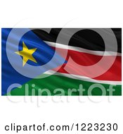 Poster, Art Print Of 3d Waving Flag Of South Sudan With Rippled Fabric