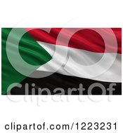 Poster, Art Print Of 3d Waving Flag Of Sudan With Rippled Fabric