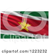 Poster, Art Print Of 3d Waving Flag Of Suriname With Rippled Fabric