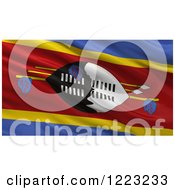 Poster, Art Print Of 3d Waving Flag Of Swaziland With Rippled Fabric