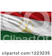 Poster, Art Print Of 3d Waving Flag Of Tajikistan With Rippled Fabric