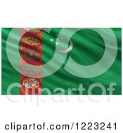 Poster, Art Print Of 3d Waving Flag Of Turkmenistan With Rippled Fabric