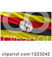 Poster, Art Print Of 3d Waving Flag Of Uganda With Rippled Fabric
