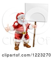 Poster, Art Print Of Santa Standing Holding A Thumb Up And A Sign