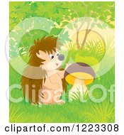 Poster, Art Print Of Happy Hedgehog By A Mushroom
