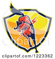 Poster, Art Print Of Red Horse Jumping Over A Lightning Bolt And Shield