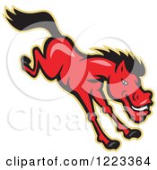 Clipart Of A Red Horse Leaping Royalty Free Vector Illustration