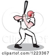 Clipart Of A Cartoon Baseball Player Batting Royalty Free Vector Illustration