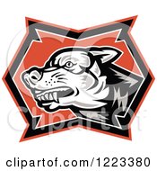 Clipart Of A Retro Woocut Snarling Wolf Royalty Free Vector Illustration