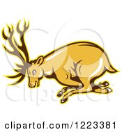 Poster, Art Print Of Cartoon Deer Buck Charging