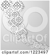 Poster, Art Print Of Background Of White Paper Snowflakes On Gray