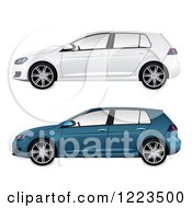 Poster, Art Print Of Blue And White Cars