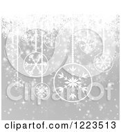 Poster, Art Print Of Christmas Background Of Snowflake Baubles Over Gray