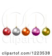 Clipart Of 3d Colorful Suspended Christmas Baubles Royalty Free Vector Illustration