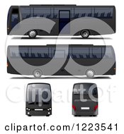 Clipart Of A Gray Tour Bus Royalty Free Vector Illustration