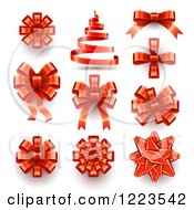 Poster, Art Print Of Red Ribbons Bows And A Christmas Tree