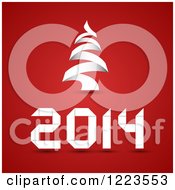 Clipart Of A White Tree And New Year 2014 On Red Royalty Free Vector Illustration