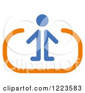 Clipart Of A Blue Man And Orange Curves Royalty Free Vector Illustration