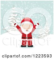 Clipart Of Santa Claus Cheering In The Snow Royalty Free Vector Illustration by vectorace