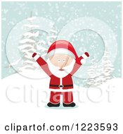 Poster, Art Print Of Santa Claus Cheering In The Snow