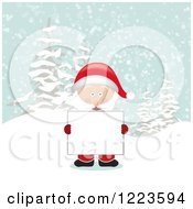 Poster, Art Print Of Santa Claus Holding A Sign In The Snow