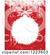 Poster, Art Print Of Christmas Bauble Frame Over Red Stripes With Snowflakes