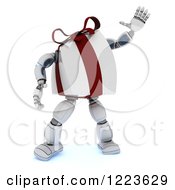 Clipart Of A 3d Gift Box Character Waving Royalty Free Illustration by KJ Pargeter