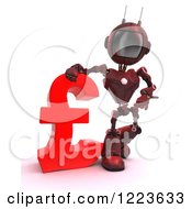 3d Red Android Robot Standing By A Lira Currency Symbol