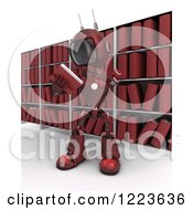 Poster, Art Print Of 3d Red Android Robot Reading A Book In An Archive Room
