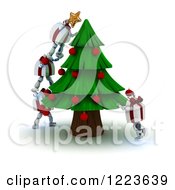 Poster, Art Print Of 3d Gift Box Characters Decorating A Christmas Tree