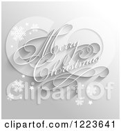 Poster, Art Print Of 3d Merry Christmas Greeting With Snowflakes On Gray