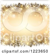 Poster, Art Print Of Sparkly Golden Background Framed In White Snowflakes