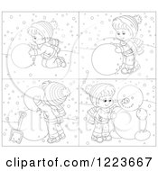 Poster, Art Print Of Black And White Boy Making A Snowman