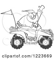 Poster, Art Print Of Outlined Santa Waving And Driving An Atv Mud Bug
