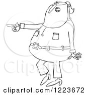 Clipart Of An Outlined Santa Talking And Pointing Royalty Free Vector Illustration